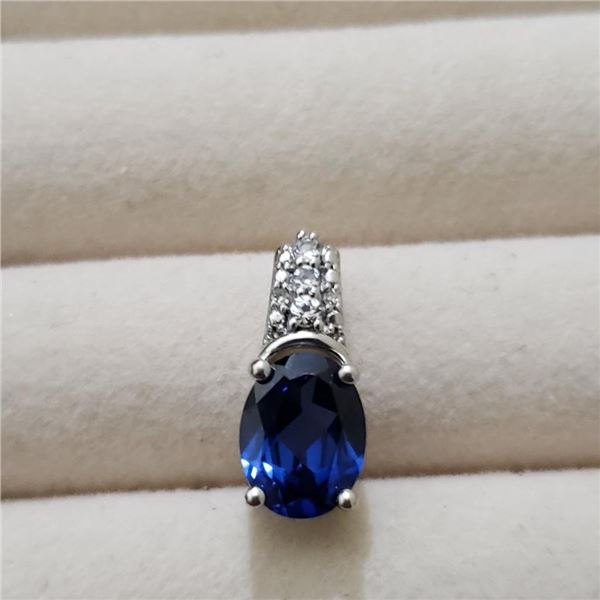 Silver Created Sapphire Pendant, Suggested Retail Value $100