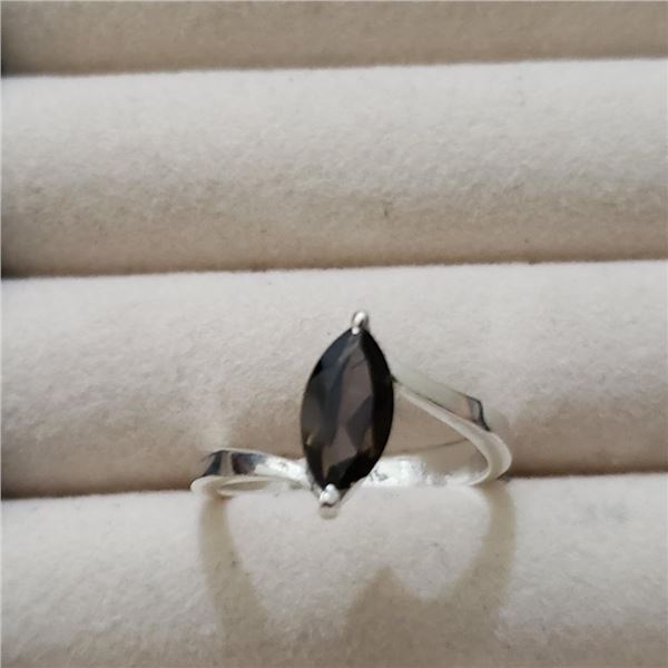 Silver Smokey Quartz Ring (~Size 6), Suggested Retail Value $80