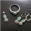 Image 2 : Silver Emerald Pendent Ring And Earring (6.4ct) Set (~weight 9.83g), Suggested Retail Value $300