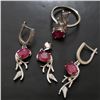 Image 1 : Silver Ruby Pendent Ring And Earring (6.4ct) Set (~weight 10.01g), Suggested Retail Value $300