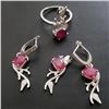 Image 2 : Silver Ruby Pendent Ring And Earring (6.4ct) Set (~weight 10.01g), Suggested Retail Value $300