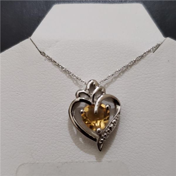 Silver Natural Citrine 20" Necklace, Suggested Retail Value $22