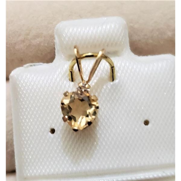 10K Yellow Gold Citrine And White Sapphire(0.73ct) Pendant, Made in Canada, Suggested Retail Value $