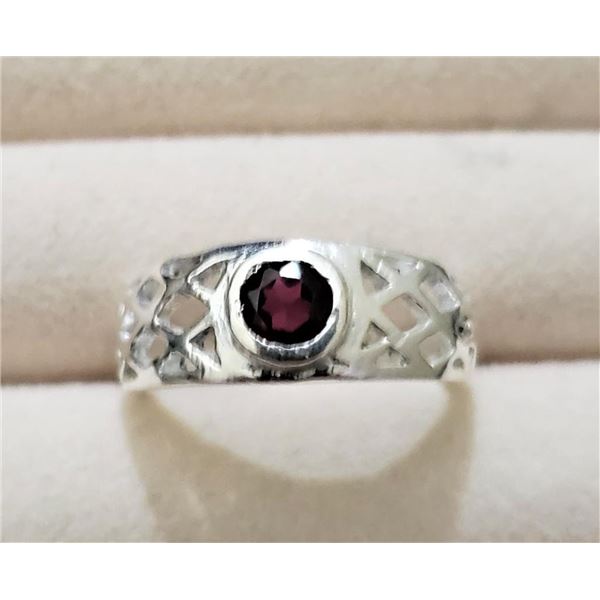 Silver Garnet Ring (~Size 6), Suggested Retail Value $80