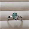 Image 1 : Silver Emerald(1.6ct) Ring (~Size 8) (~weight 2.8g), Suggested Retail Value $100