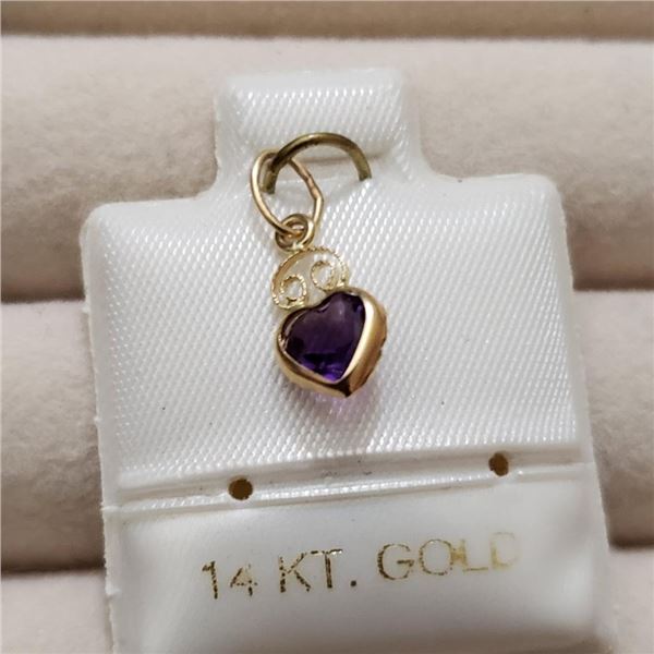 14K Yellow Gold Ametyst(0.45ct) Pendant, Made in Canada, Suggested Retail Value $80