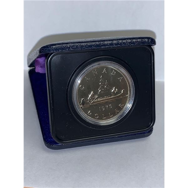 Royal Canadian Mint Issued Vintage 1976 Cased Canoe Dollar Coin with original sleeve