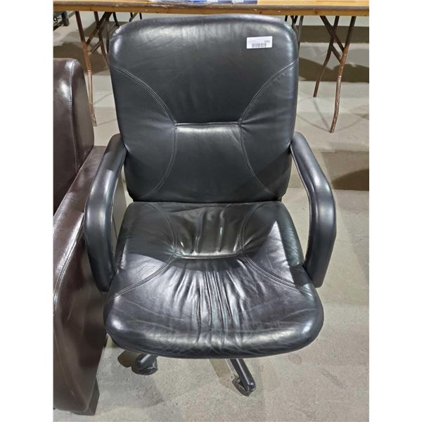 Wheeled, Black Leather Office Chair