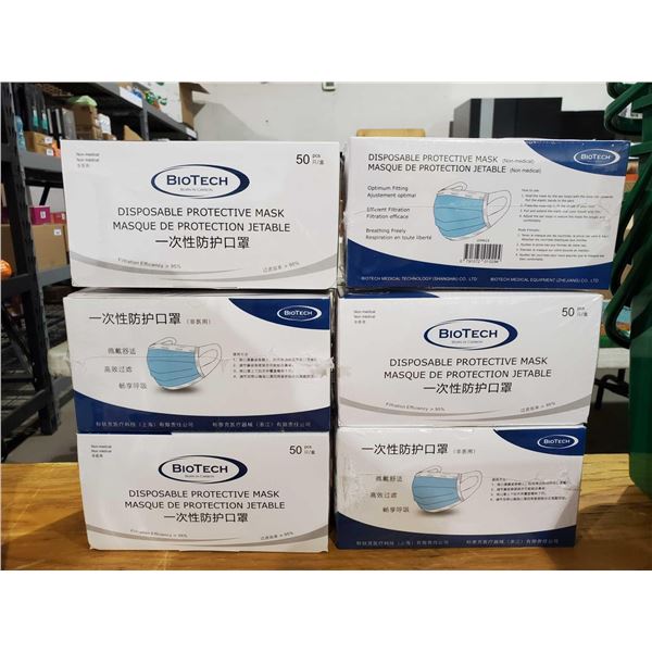 *NEW* BioTech Disposable Protective Masks 6 Boxes - 50 per box