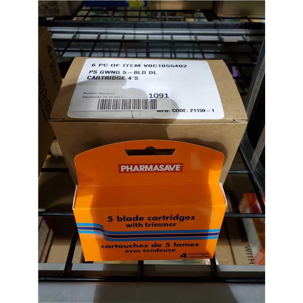 *NEW* Pharmasave 5 Blade Cartridges with Trimmer 6 boxes/4 per Box