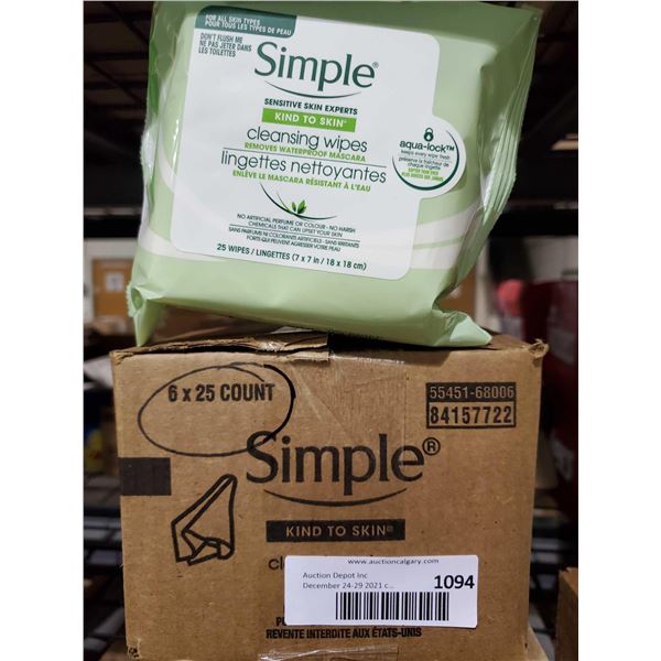 Simple Facial Cleansing Wipes 6x25 count