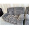 Image 3 : Grey Fabric Reclining Theater Seat Sofa with matching love seat ( YOU ARE BIDDING ON THE SET OF 2 PI