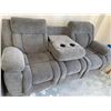 Image 6 : Grey Fabric Reclining Theater Seat Sofa with matching love seat ( YOU ARE BIDDING ON THE SET OF 2 PI