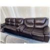 Image 1 : Brown Bonded Leather Reclining Sofa and matching love set set of 2 pieces FLOOR DISPLAY MODEL- pick 