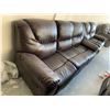 Image 5 : Brown Bonded Leather Reclining Sofa and matching love set set of 2 pieces FLOOR DISPLAY MODEL- pick 