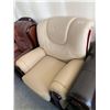 Image 3 : Cream Bonded Leather wood trimmed arm chair FLOOR DISPLAY MODEL- pick up Dec. 30 from 9-3, off site 