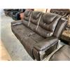 Image 5 : Brown Bonded Leather Double Reclining 3 seater sofa has loose seam in one seat FLOOR DISPLAY MODEL- 