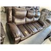 Image 2 : Brown Bonded Leather Reclining 3 Seat Sofa has damage on seat FLOOR DISPLAY MODEL- pick up Dec. 30 f
