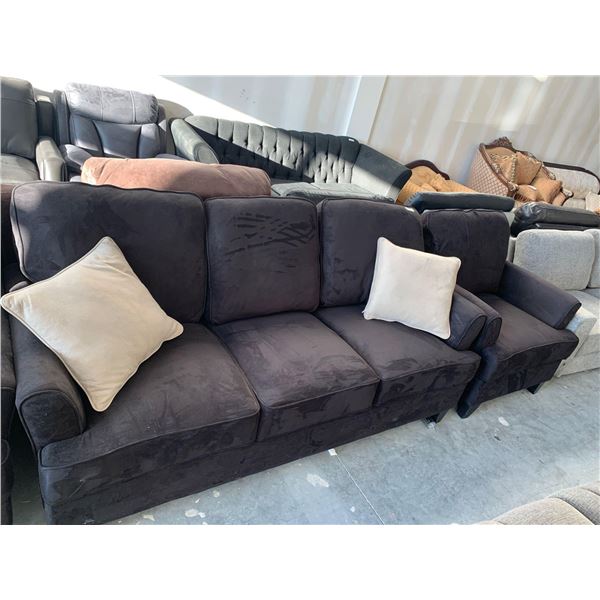 Black Micro Fiber Soft Touch 2 piece living room set with 3 seat sofa snd matching arm chair include