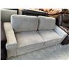 Image 1 : Contemporary Design Grey Fabric Love Seat Sofa missing legs FLOOR DISPLAY MODEL- pick up Dec. 30 fro