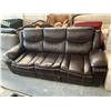 Image 2 : Brown Bonded Leather double reclining sofa has collapse springs on one seat FLOOR DISPLAY MODEL- pic