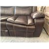 Image 4 : Brown Bonded Leather double reclining sofa has collapse springs on one seat FLOOR DISPLAY MODEL- pic