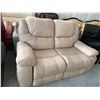 Image 1 : Cream color Leather double reclining 2 seater love seat motion furniture FLOOR DISPLAY MODEL- pick u