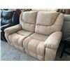 Image 2 : Cream color Leather double reclining 2 seater love seat motion furniture FLOOR DISPLAY MODEL- pick u