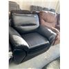 Image 2 : Black Bonded Leather over stuffed living room chair - scuff on front FLOOR DISPLAY MODEL- pick up De