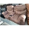 Image 1 : Power reclining double seat microfiber brown home theater sofa FLOOR DISPLAY MODEL- pick up Dec. 30 