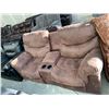 Image 2 : Power reclining double seat microfiber brown home theater sofa FLOOR DISPLAY MODEL- pick up Dec. 30 