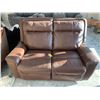Image 2 : Brown Bonded Leather double reclining sofa seat FLOOR DISPLAY MODEL- pick up Dec. 30 from 9-3, off s