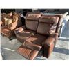 Image 3 : Brown Bonded Leather double reclining sofa seat FLOOR DISPLAY MODEL- pick up Dec. 30 from 9-3, off s
