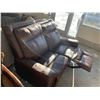 Image 4 : Brown Bonded Leather double reclining sofa seat FLOOR DISPLAY MODEL- pick up Dec. 30 from 9-3, off s