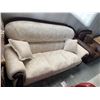 Image 1 : Rosewood Style Cream upholstered 3 seat sofa with throw cushions no legs FLOOR DISPLAY MODEL- pick u