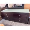 Image 2 : 3 piece bedroom furniture set dark 6 drawer dresser, mirror and 2 drawer night stand. crack on back 