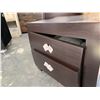 Image 8 : 3 piece bedroom furniture set dark 6 drawer dresser, mirror and 2 drawer night stand. crack on back 