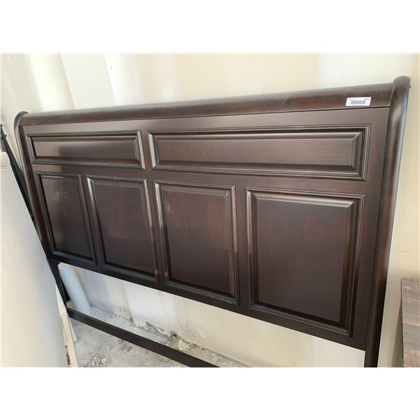 Dark Wood Panel Design King Size Headboard FLOOR DISPLAY MODEL- pick up Dec. 30 from 9-3, off site l