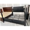 Image 1 : King Size 4 poster Bed Frame dark Wood complete with slats and side night stand, small scuff on foot