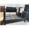 Image 2 : King Size 4 poster Bed Frame dark Wood complete with slats and side night stand, small scuff on foot