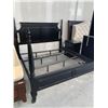 Image 6 : King Size 4 poster Bed Frame dark Wood complete with slats and side night stand, small scuff on foot