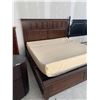Image 2 : King Size Mahogany color wood Mates Bed Frame includes headboard, foot board and drawers on both sid