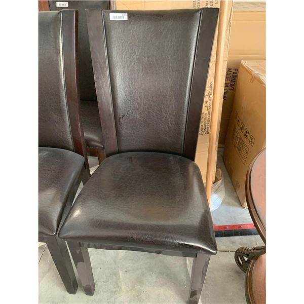 Leather Dining Room Chair with dark wood trim FLOOR DISPLAY MODEL- pick up Dec. 30 from 9-3, off sit