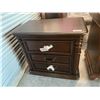 Image 1 : Dark Wood 3 Drawer Night Stand FLOOR DISPLAY MODEL- pick up Dec. 30 from 9-3, off site location 4231