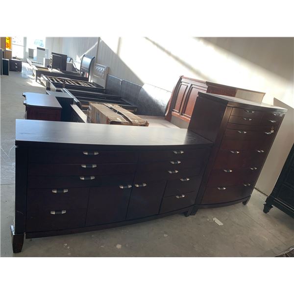 Matching Dresser and chest set included one 10 drawer dresser ( damaged legs) and one 8 drawer tall 