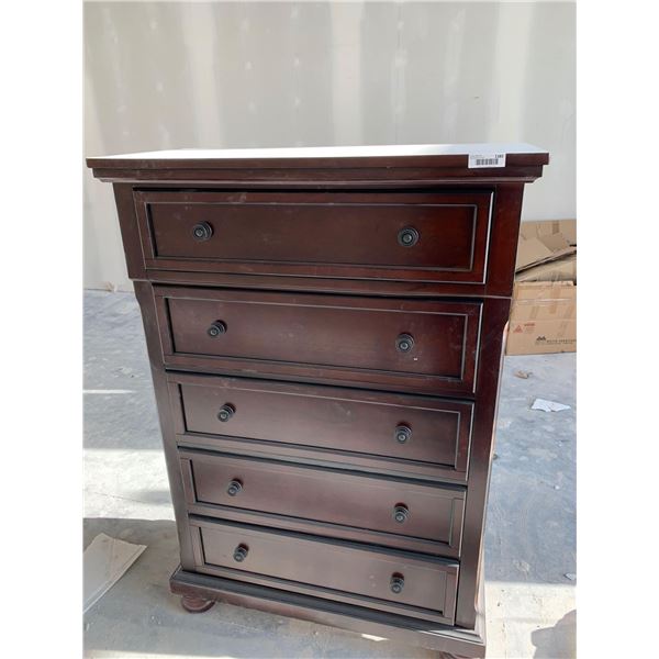Shaker Style 5 Drawer Chest of Drawers cherry wood style FLOOR DISPLAY MODEL- pick up Dec. 30 from 9