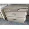 Image 1 : Almond 2 drawer modern night stand small crack in front  FLOOR DISPLAY MODEL- pick up Dec. 30 from 9