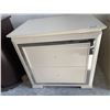 Image 1 : White Laquer mirrored 2 drawer night stand  FLOOR DISPLAY MODEL- pick up Dec. 30 from 9-3, off site 
