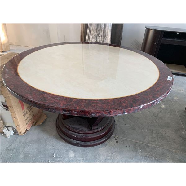 Solid Granite Top dining Table round approx. 52 inches diameter  FLOOR DISPLAY MODEL- pick up Dec. 3