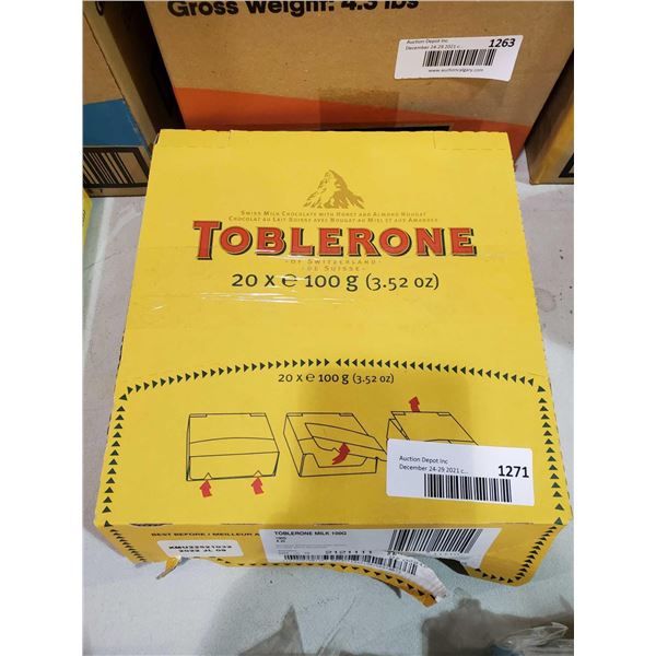 Toblerone Chocolate Nougat Bars 20x100g
